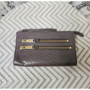 Cole Haan Purple Leather Wallet with Snake Pattern